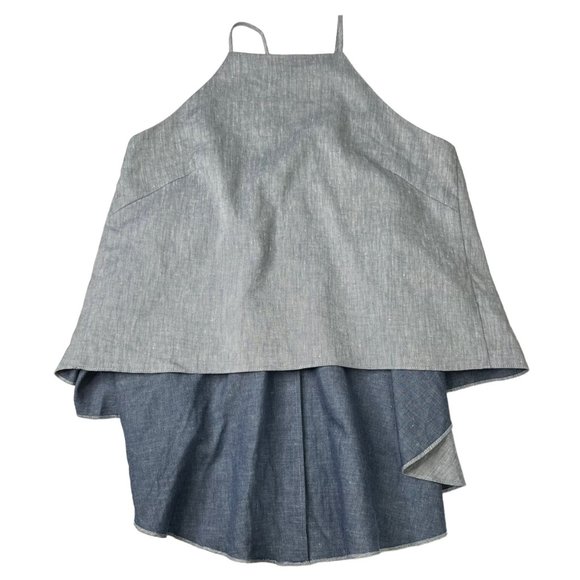 Milly Womens Light Blue Linen Blend Square Neckline Halter Top Size S - Picture 11 of 15